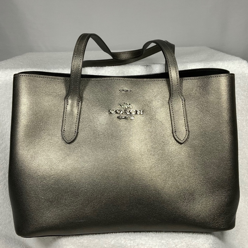 Coach Avenue Carryall Tote Metallic Gunmetal F48734